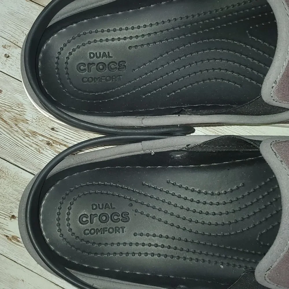 Crocs Mens Citilane Dual Comfort Clogs Charcoal Canvas Shoes 202832 Size 13‎